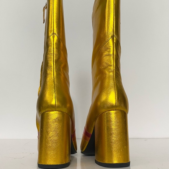 Man Repeller leandra Medine I’m here to party Gold boots 36 - Picture 9 of 10